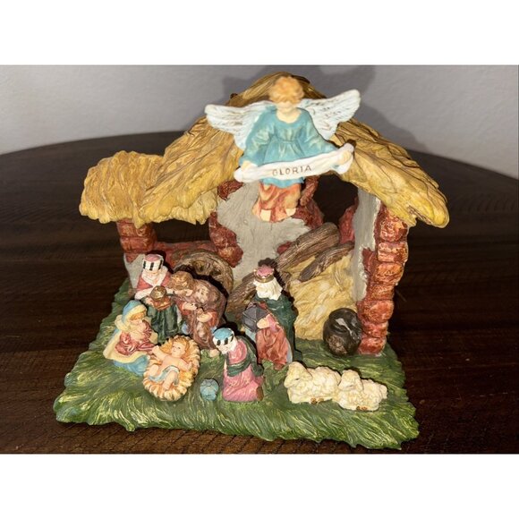Beautiful Gloria Nativity Set Music Box (unknown Song?) Plays-Very Intricate! - Picture 1 of 11